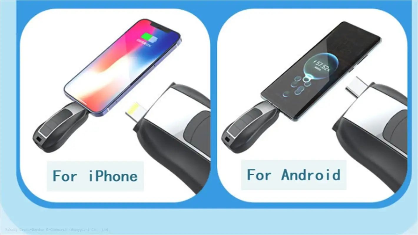 New 2 in 1 Keychain Portable Key chain Power Bank Emergency Charging.